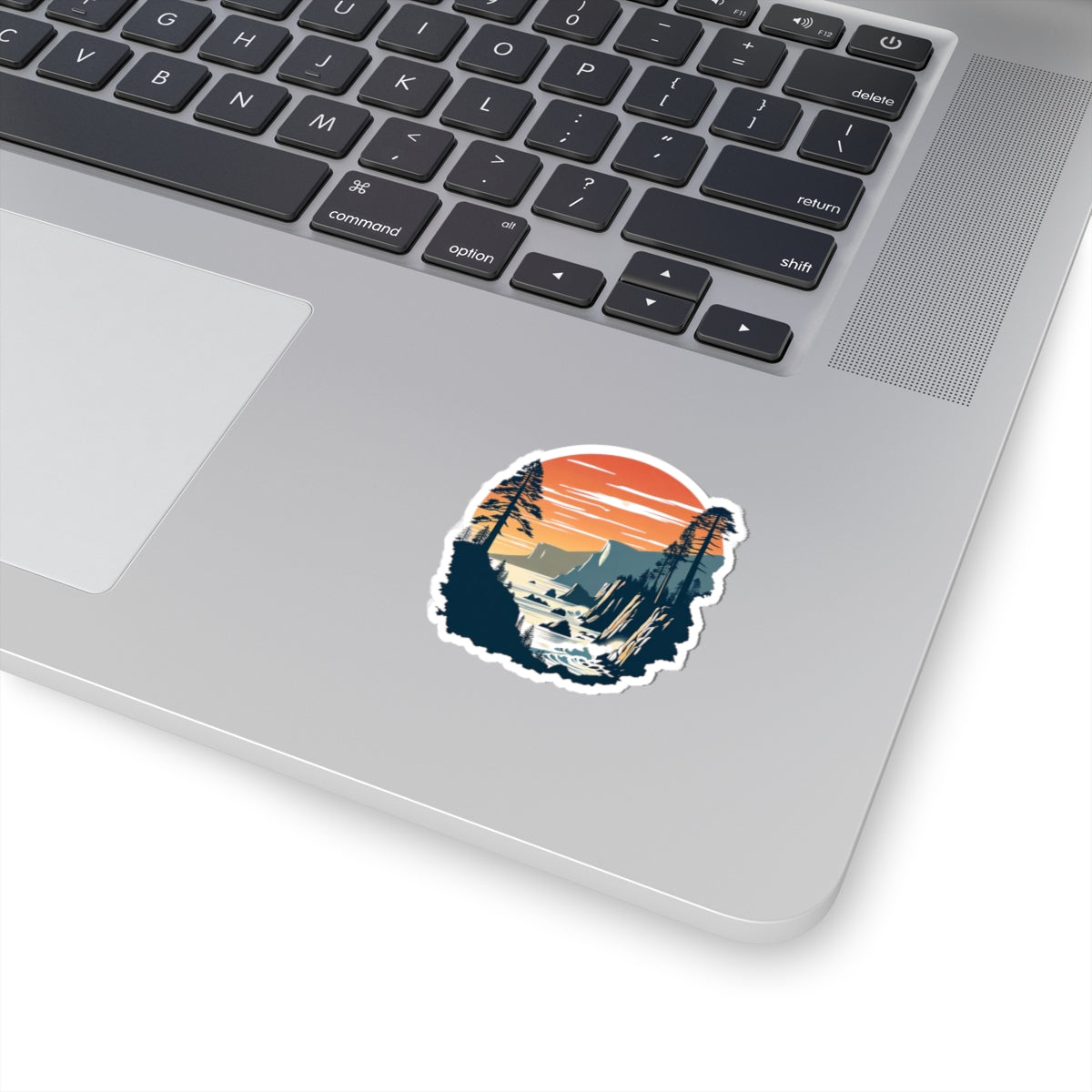 Pacific Cliffs Sticker | Dramatic Cliffs with Ocean Horizon and Sunset Sky – Retro Coastal Wilderness Vinyl Sticker