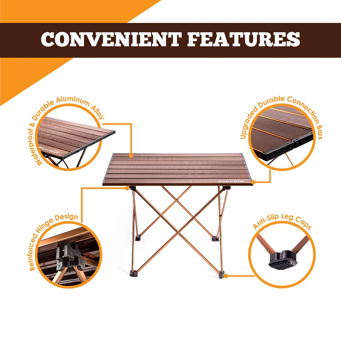 Alpcour Portable Collapsible Camping Table | Lightweight Foldable Table Perfect for Camping