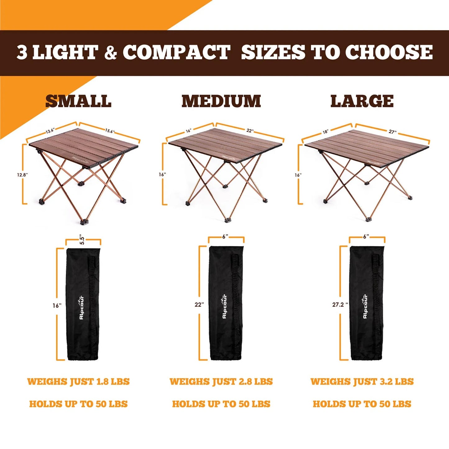 Alpcour Portable Collapsible Camping Table | Lightweight Foldable Table Perfect for Camping