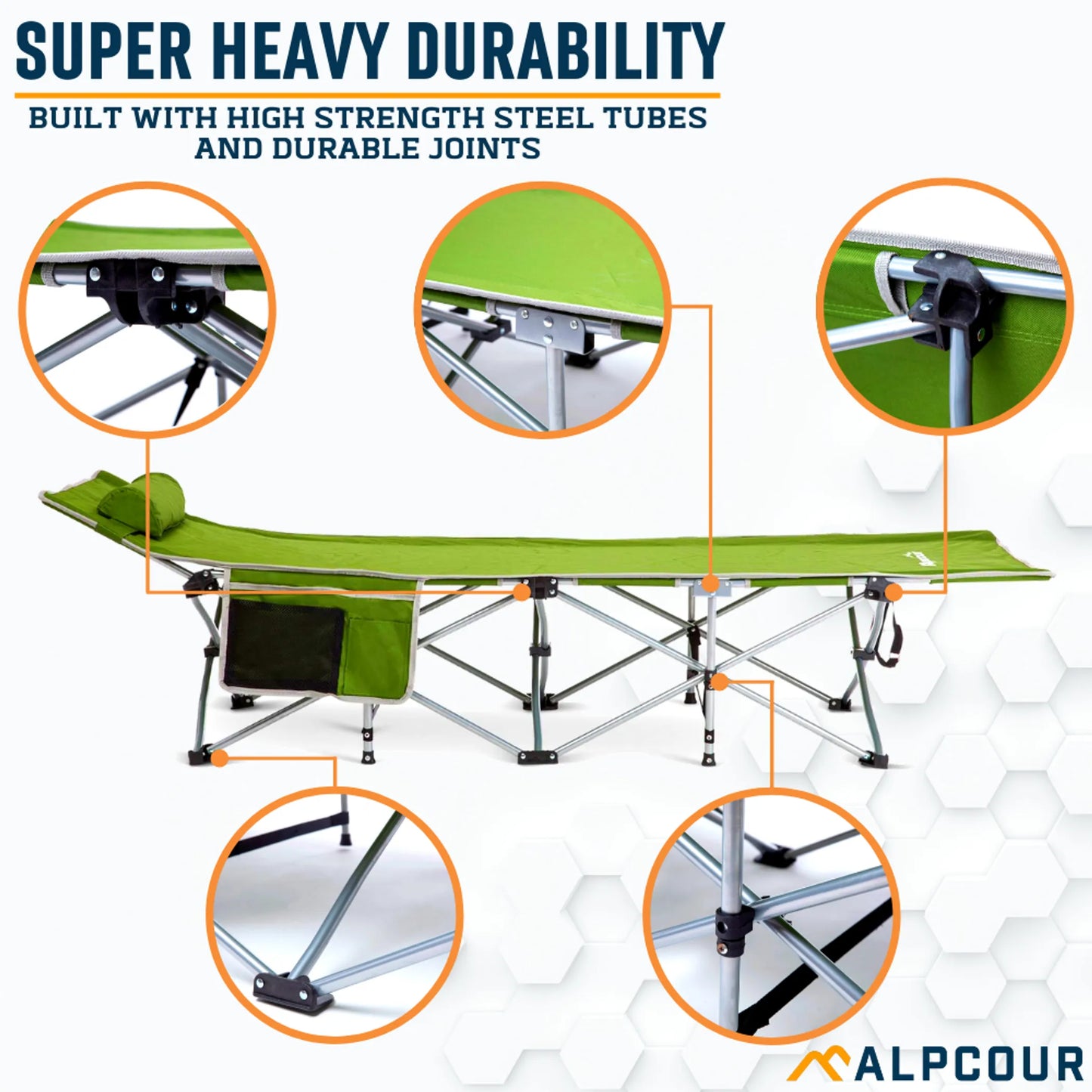 Alpcour Folding Camping Cot - Large | Deluxe, Ultra-Lightweight Bed for Indoor and Outdoor Use