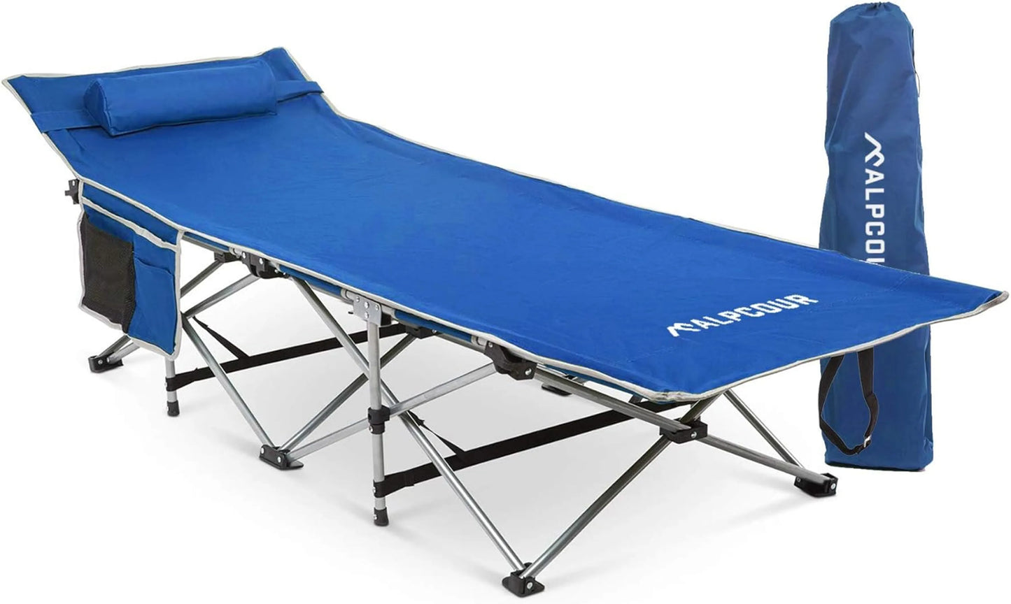 Alpcour Folding Camping Cot - Large | Deluxe, Ultra-Lightweight Bed for Indoor and Outdoor Use