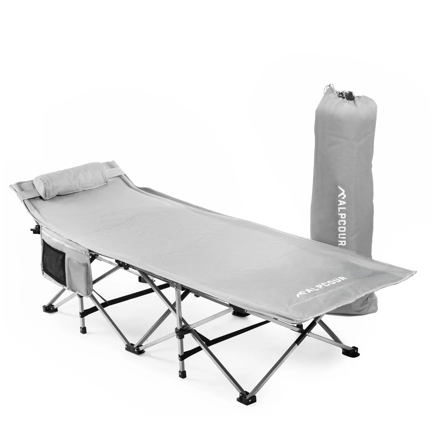 Alpcour Folding Camping Cot - Extra-Large | Deluxe, Ultra-Lightweight Bed for Indoor and Outdoor Use