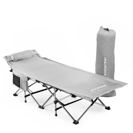 Alpcour Folding Camping Cot - Extra-Large | Deluxe, Ultra-Lightweight Bed for Indoor and Outdoor Use