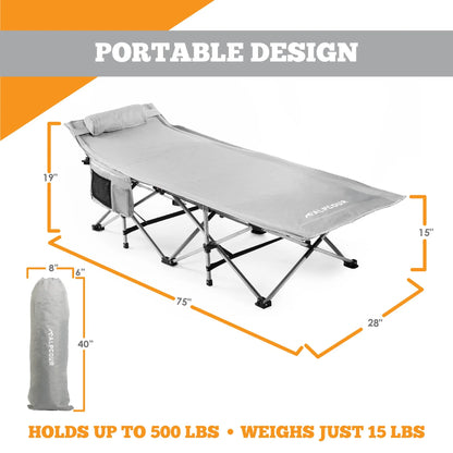 Alpcour Folding Camping Cot - Extra-Large | Deluxe, Ultra-Lightweight Bed for Indoor and Outdoor Use
