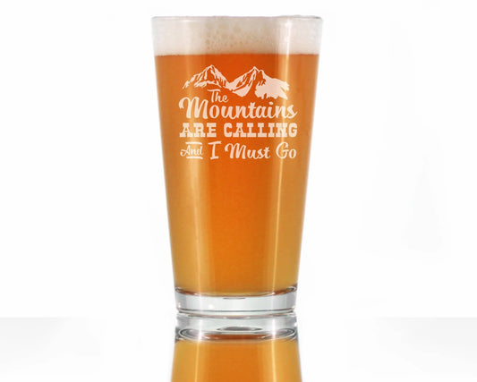 Mountains are Calling Pint Glass for Beer | Outdoorsy Gifts