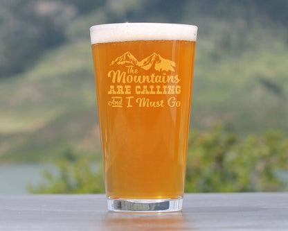 Mountains are Calling Pint Glass for Beer | Outdoorsy Gifts