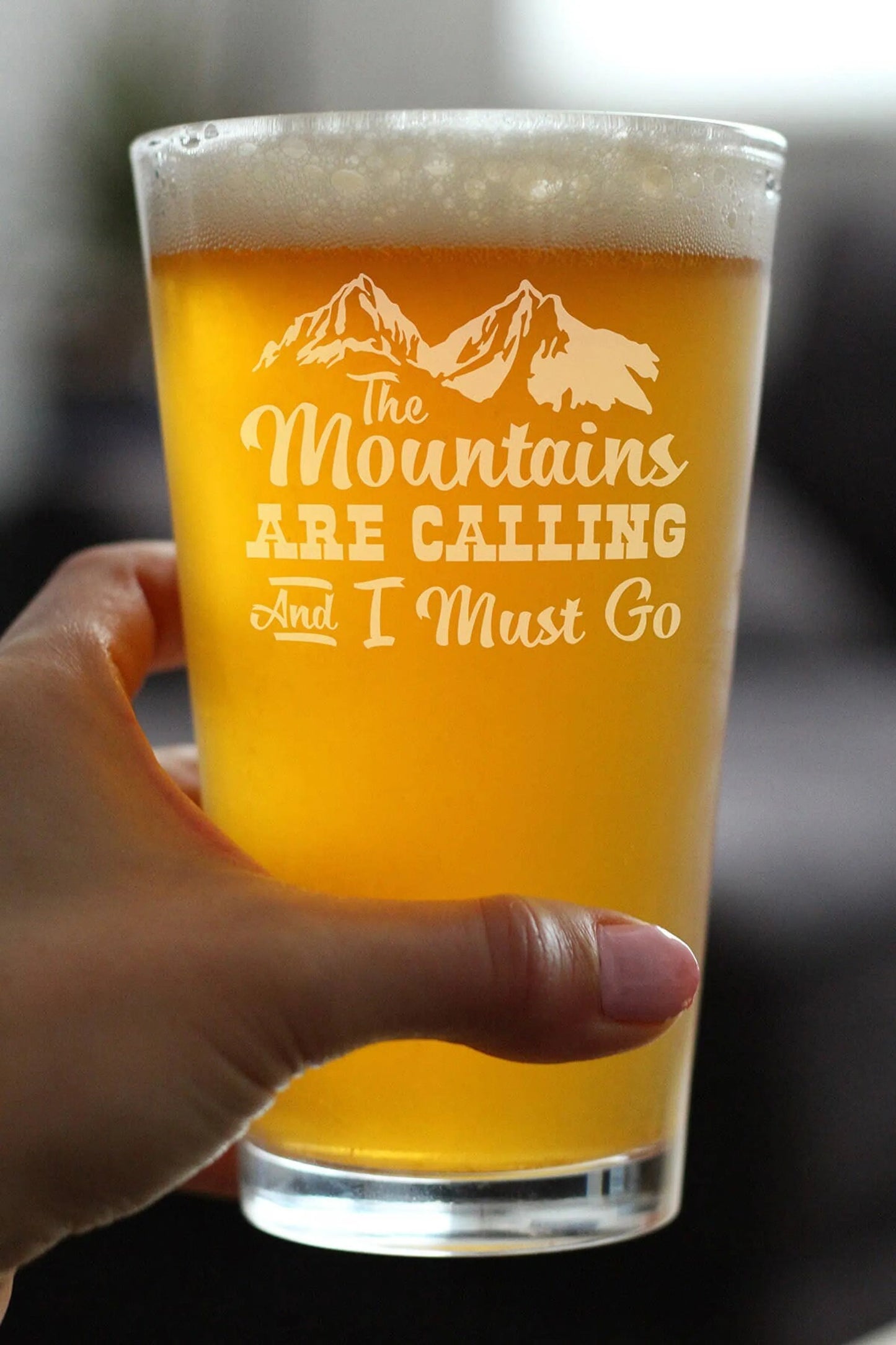 Mountains are Calling Pint Glass for Beer | Outdoorsy Gifts