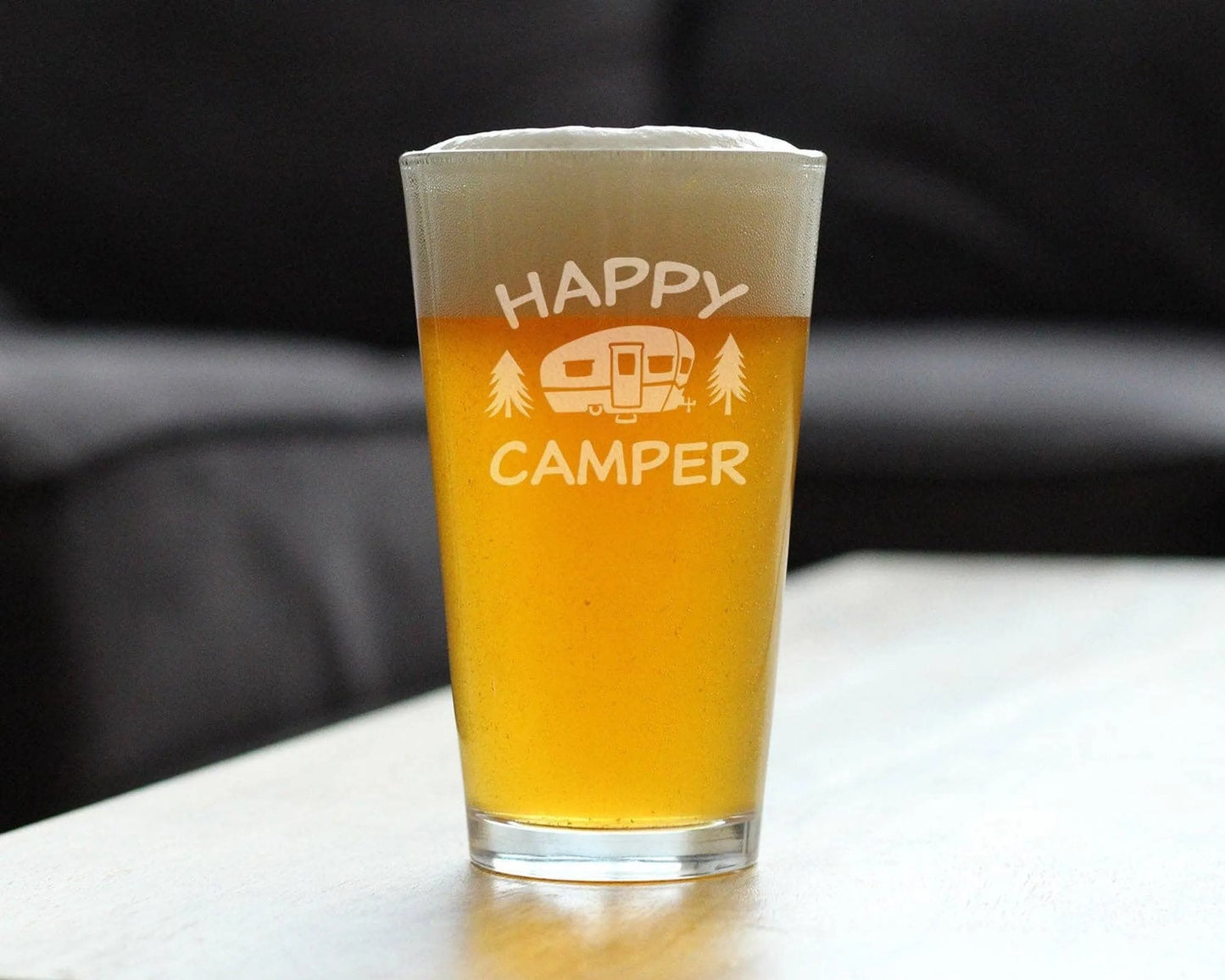 Happy Camper Pint Glass for Beer | Camping Gifts and Decor