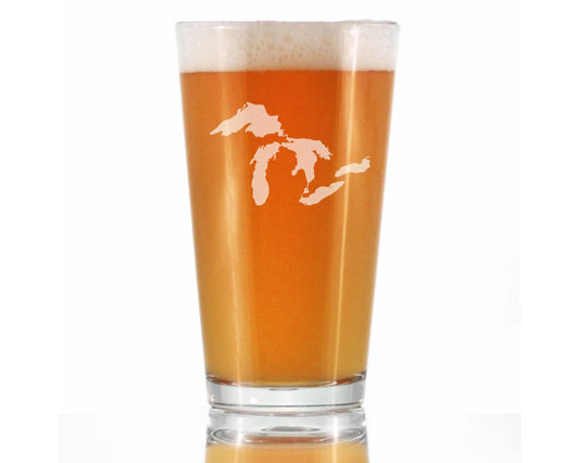 Great Lakes Pint Glass for Beer | Midwestern Gifts and Decor