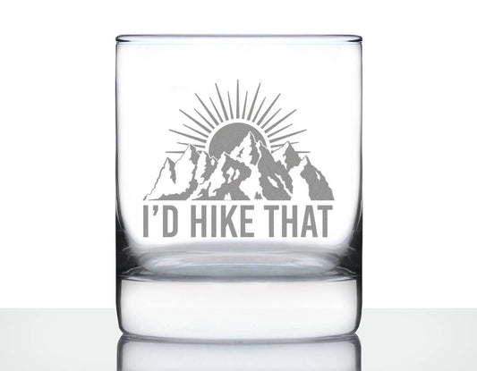 I'd Hike That Whiskey Rocks Glass | Hiking Gifts and Decor