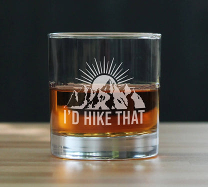 I'd Hike That Whiskey Rocks Glass | Hiking Gifts and Decor