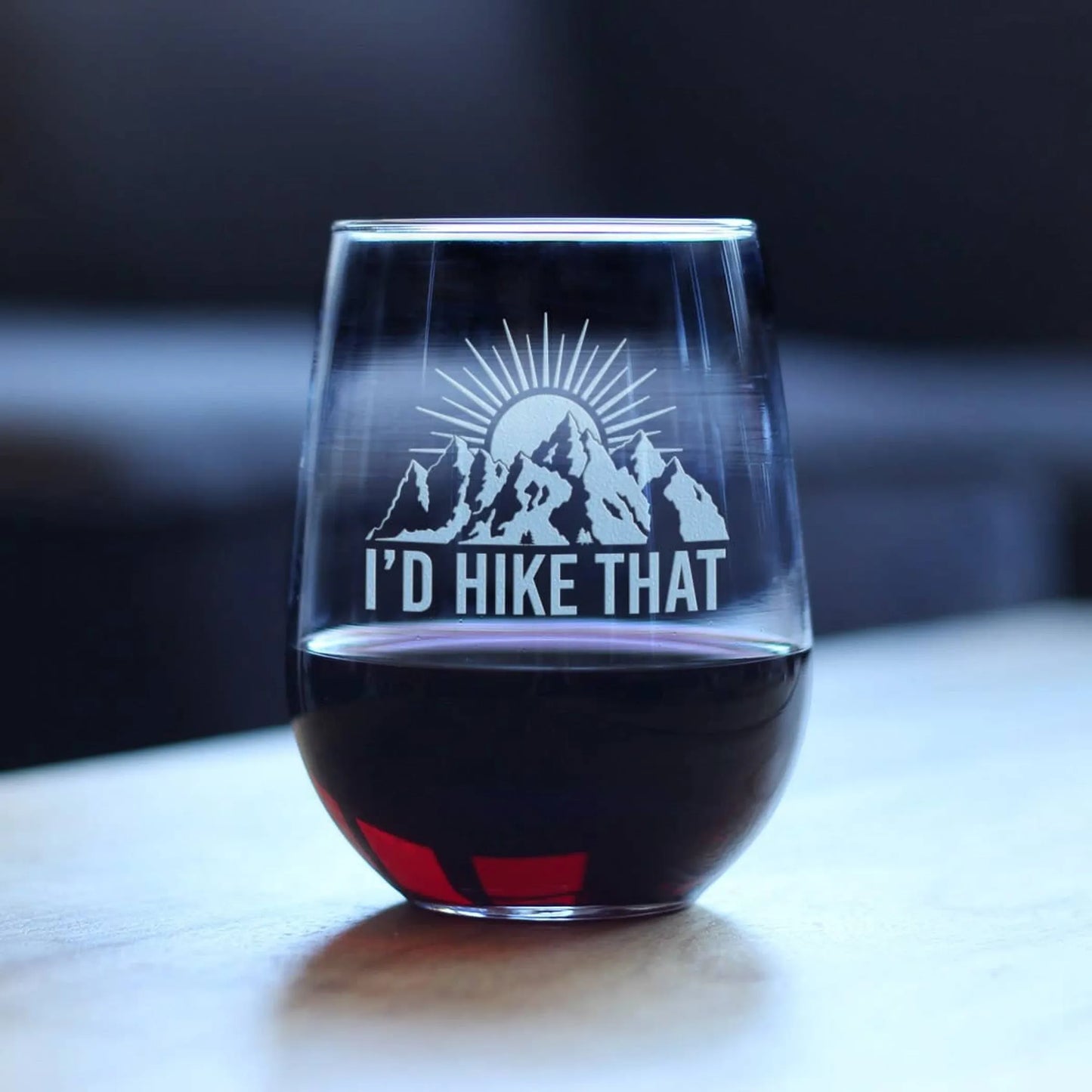 I'd Hike That Stemless Wine Glass | Hiking Gifts and Decor