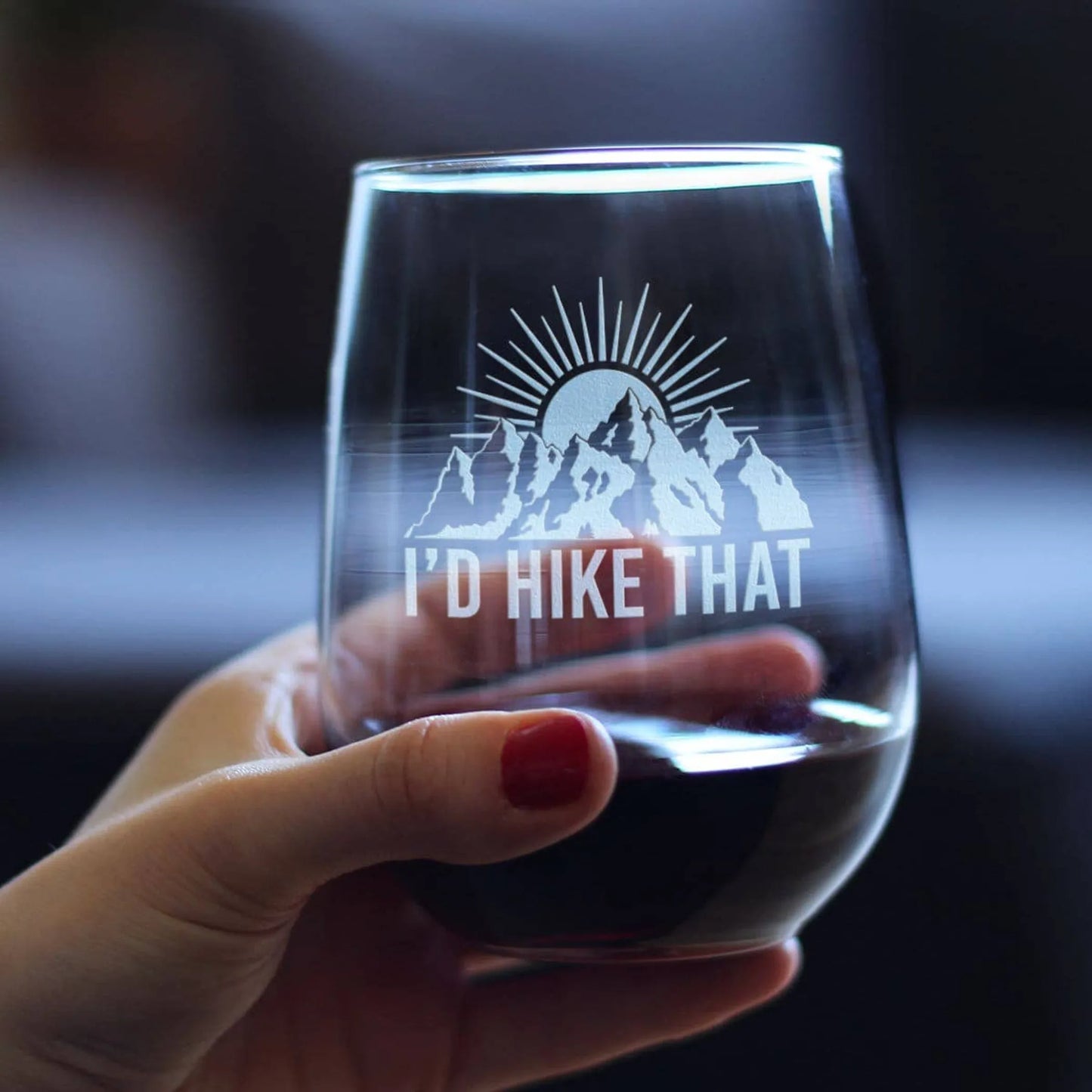 I'd Hike That Stemless Wine Glass | Hiking Gifts and Decor