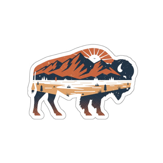 Bison Landscape Die-Cut Sticker