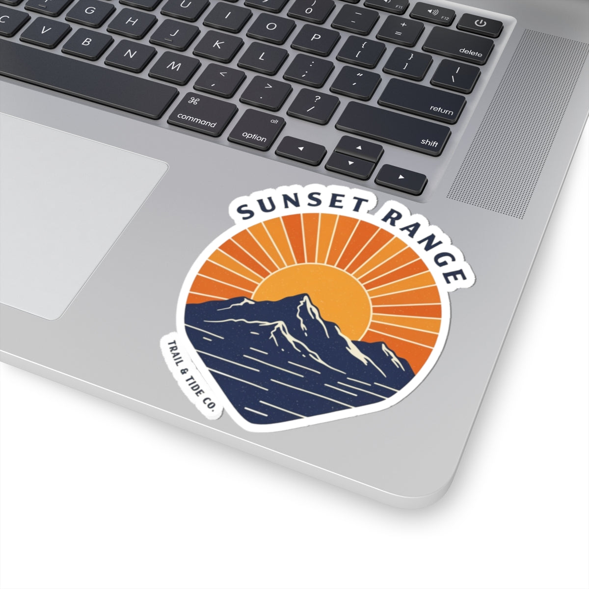 Sunset Range Sticker | Bold Sunset Over Mountain Ridge with Reflective Water – Western Horizon Adventure Graphic Vinyl Sticker