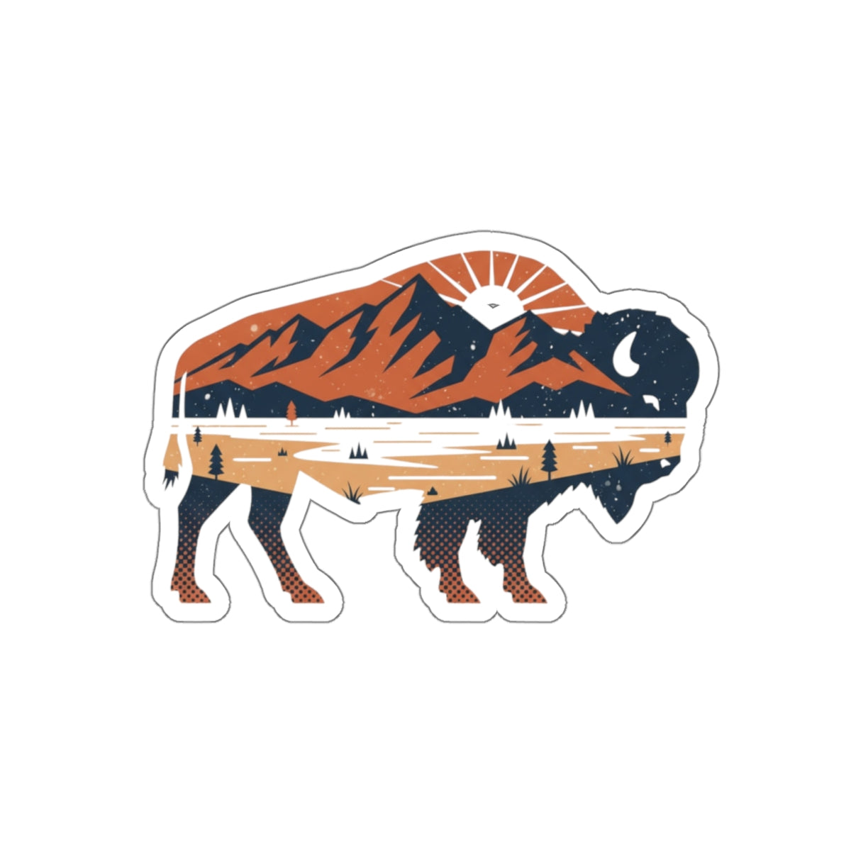 Bison Landscape Die-Cut Sticker