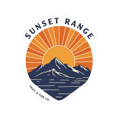 Sunset Range Sticker | Bold Sunset Over Mountain Ridge with Reflective Water – Western Horizon Adventure Graphic Vinyl Sticker