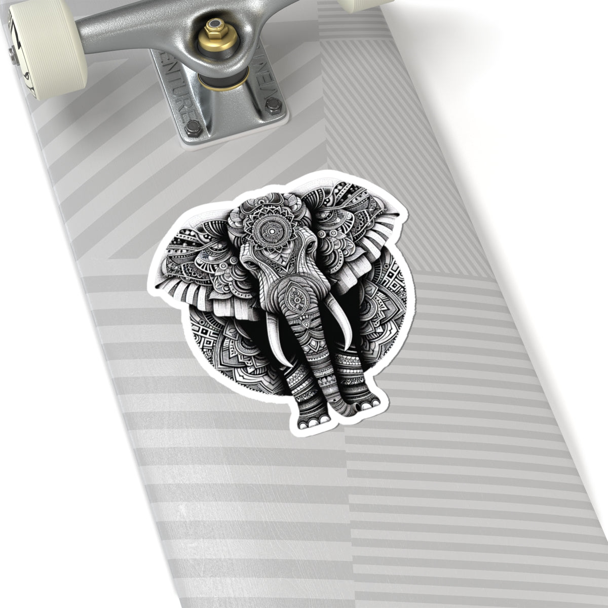 Mandala Elephant Sticker | Intricate Tribal Elephant Design in Black & White – Sacred Animal Art Vinyl Sticker