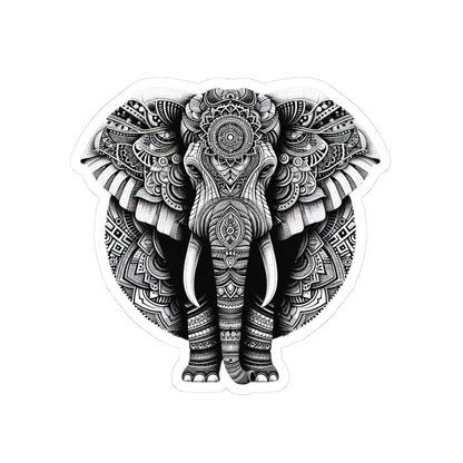 Mandala Elephant Sticker | Intricate Tribal Elephant Design in Black & White – Sacred Animal Art Vinyl Sticker