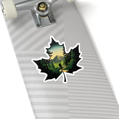 Maple Trail Sticker | Scenic Forest Path Inside Maple Leaf – Adventure-Inspired Vinyl Sticker