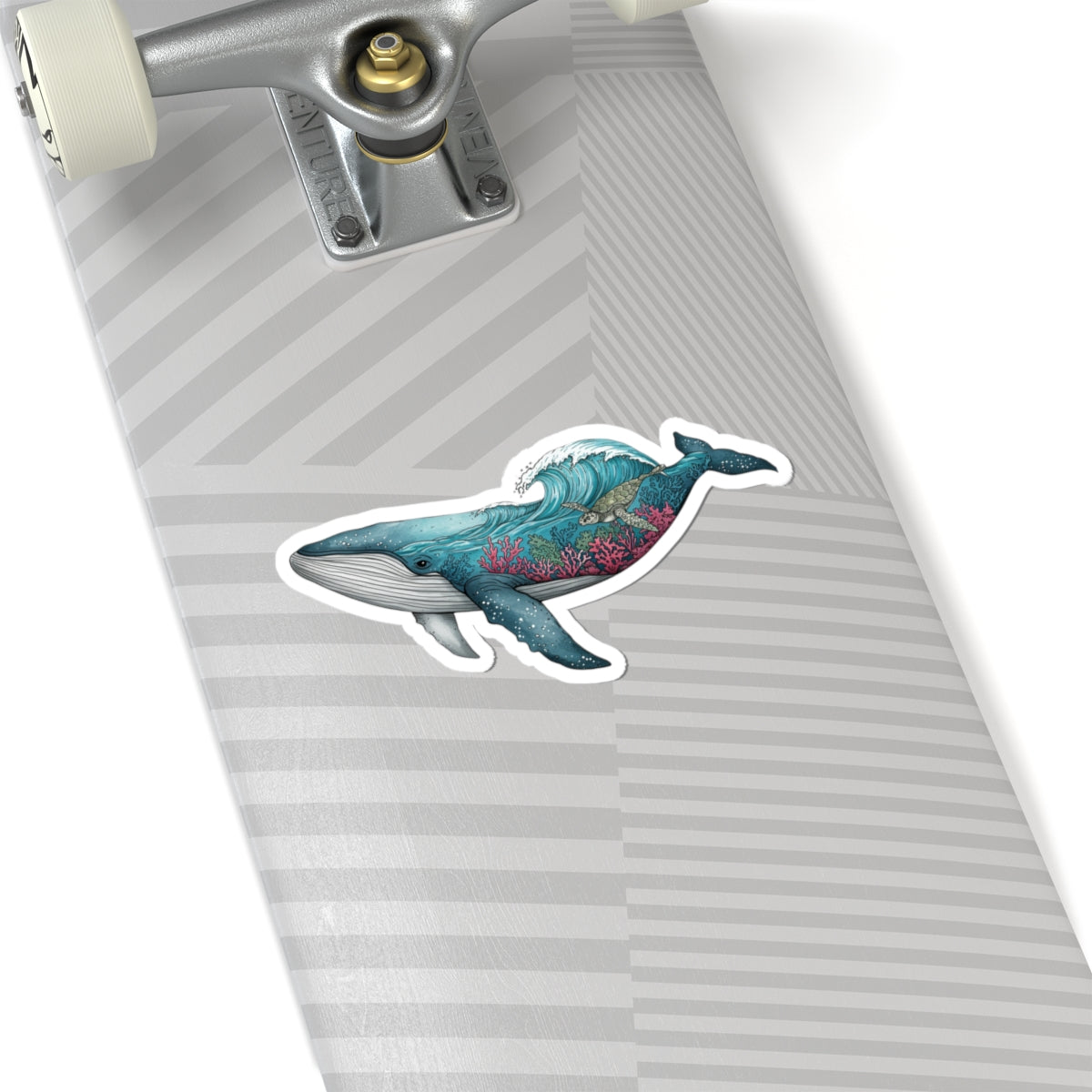 Reef Rider Sticker | Majestic Blue Whale with Coral Reef and Sea Life – Artistic Marine Wildlife Vinyl Sticker