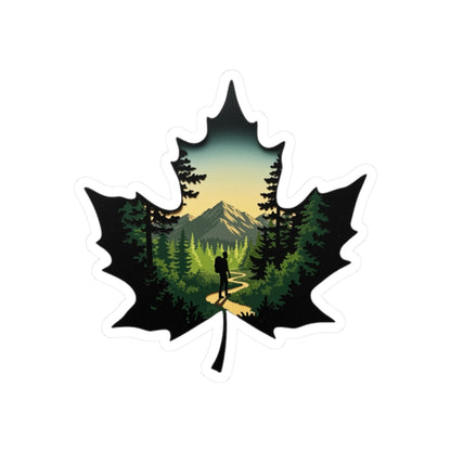 Maple Trail Sticker | Scenic Forest Path Inside Maple Leaf – Adventure-Inspired Vinyl Sticker