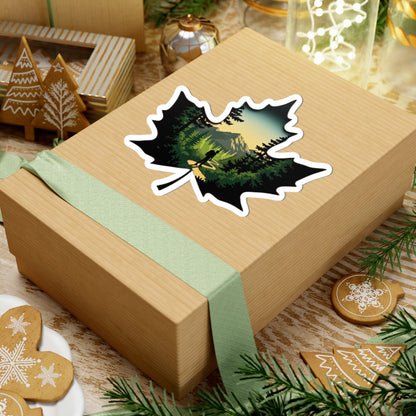 Maple Trail Sticker | Scenic Forest Path Inside Maple Leaf – Adventure-Inspired Vinyl Sticker